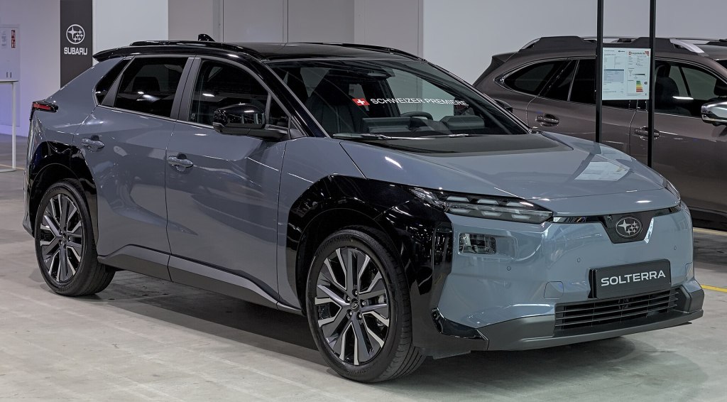 2026 Subaru Solterra electric SUV on display at Auto Zurich 2025