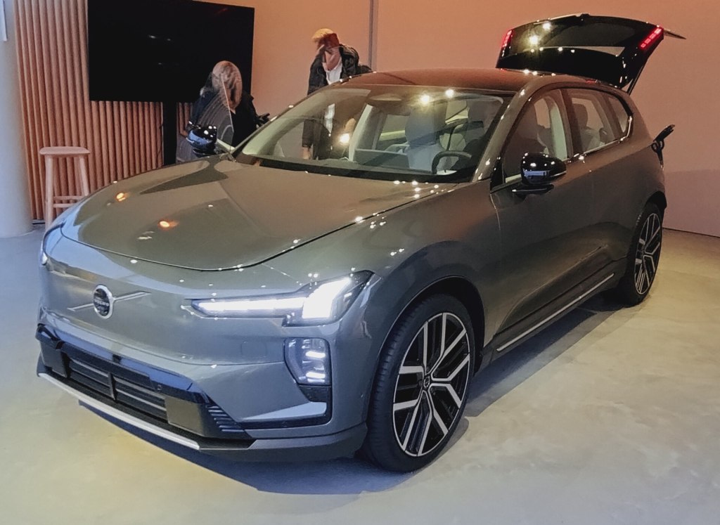Volvo EX60 electric SUV, front three-quarter view